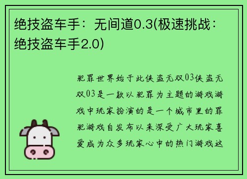 绝技盗车手:无间道0.3(极速挑战:绝技盗车手2.0)